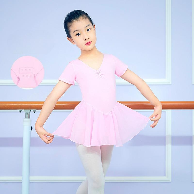 Dance Clothes, Children's and Girls' Ballet Skirts, Chinese Dance Clothes, Short-sleeved Practice Clothes, One-piece Clothes