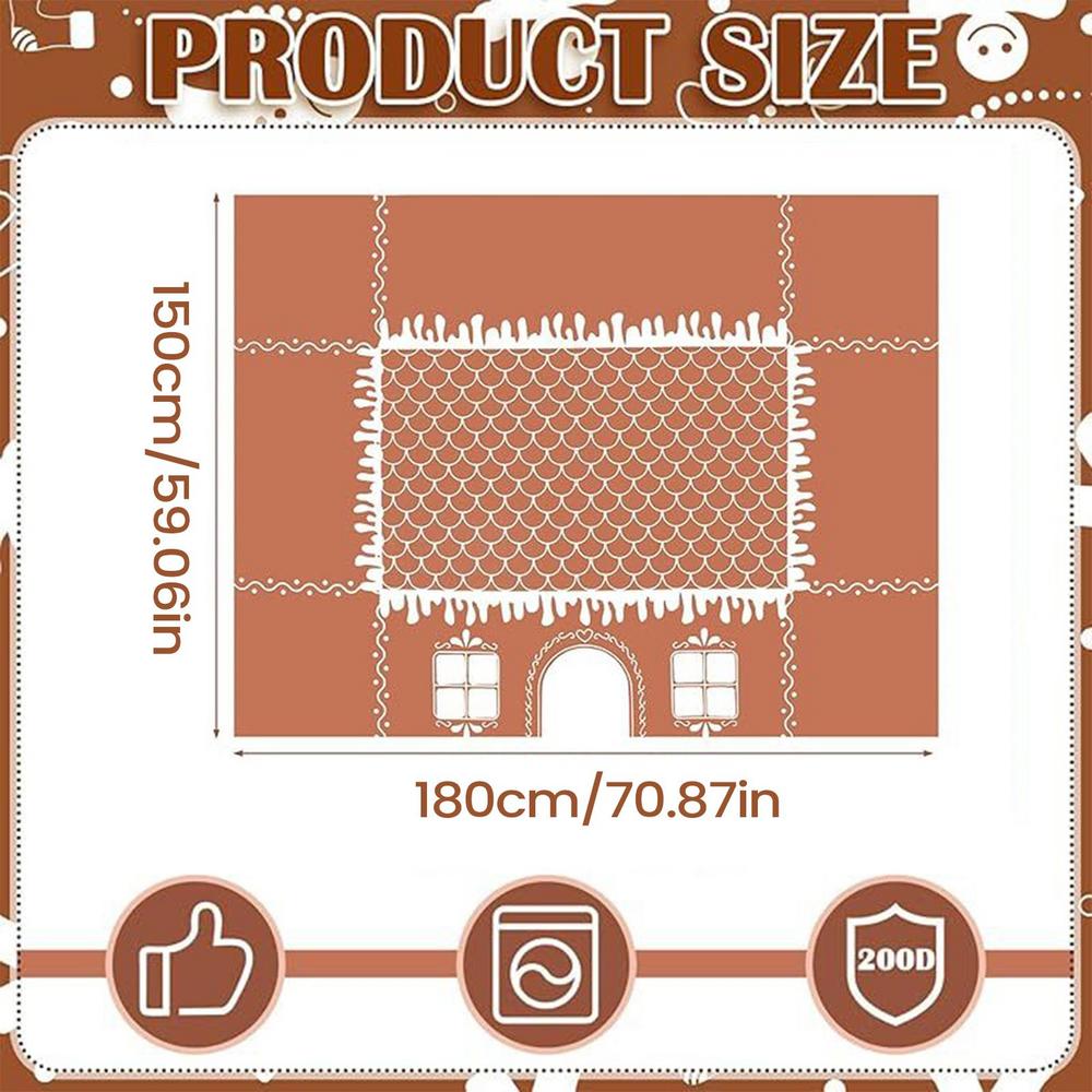 Christmas Decoration Tablecloth Gingerbread House Reusable Decorations Farmhouse Table Runner Table Cover for Home Dining Decor