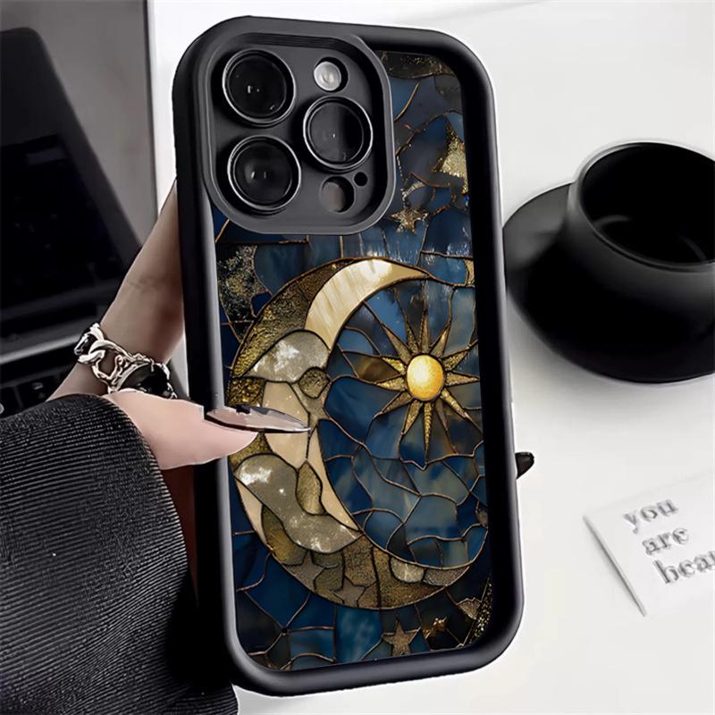 

Beautiful Sun Moon Glass Pattern Phone Case For Samsung Galaxy S25 S24 S23 S22 S21 S20 Ultra Plus FE A15 A35 A54 A55 Cover A35 5G