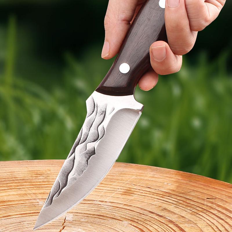 Stainless Steel Kitchen Knife Meat Cleaver Handmade Forged Boning Knife Chef's Knife for Household Wooden Handle Butcher Knife