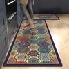Boho Kitchen Rugs Set Memory Foam Colorful Ceramic Comfort Tile Floor Mat Anti Fatigue Non-Skid Runner Rug Water & Oil Proof Carpet Laundry Sink
