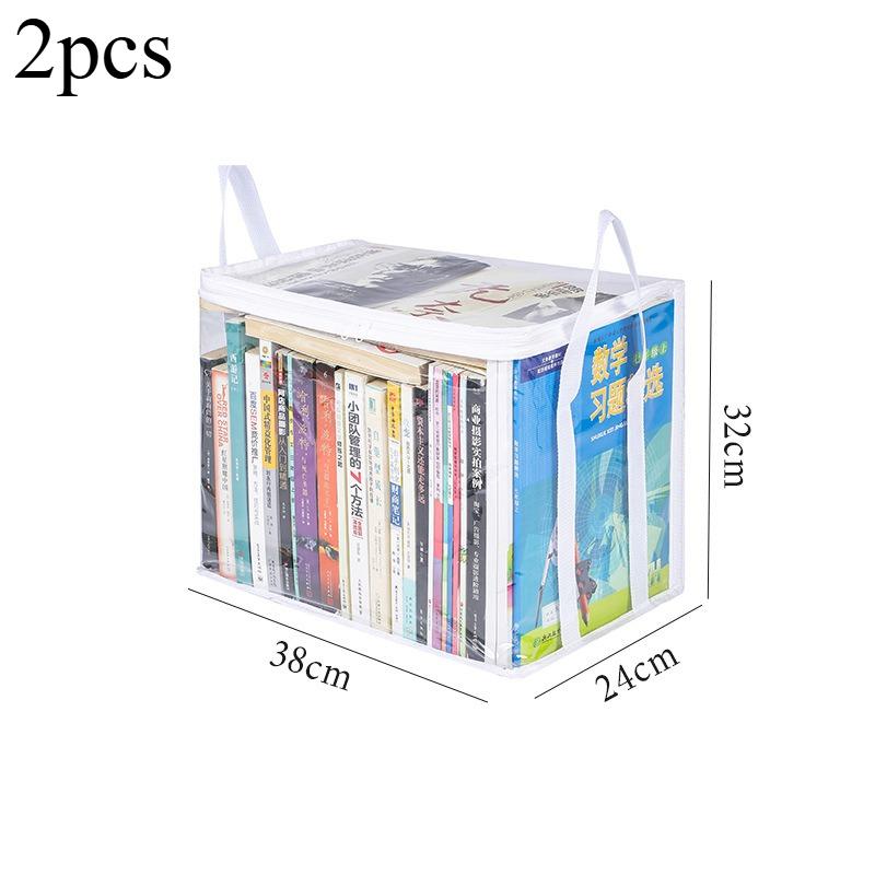 1/2Pcs Large Capacity Foldable Transparent Waterproof Storage Box for Student Dormitory Classroom Home Book Organizing