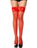 Red Basic Stockings With Satin Bows On Garters Mh4125 Red