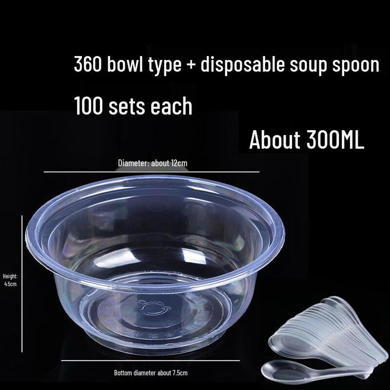 Yuchu Disposable Thick Plastic Round Takeaway Bowl & Cutlery Set