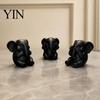 Symbolic Healing Gifts 3Pcs Elephants Figurine, 3D Printed No See Hear Speak Elephant Elegant Entrance Table Decor Statues, Minimalist Desktop
