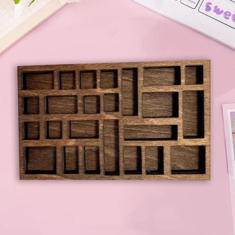 Miniature Trinket Showcase Shelf Wooden Crystal Box Pocket Sized Natural Wood Jewelry Holder for Men and Women