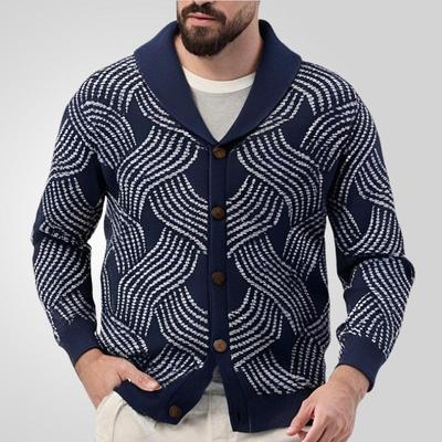 Vintage Cardigans for Men Shawl Collar Knit Cardigan Sweaters Button Down Knit Sweater Casual Long Sleeve Cardigan Men's Spring Fall Knitted Jacket