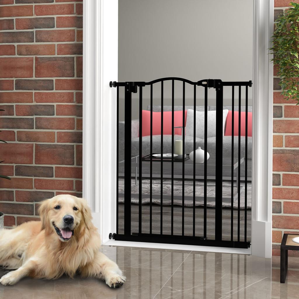 Metal Pet Safety Gate Dog Gate Folding Fence 74-87cm, Black