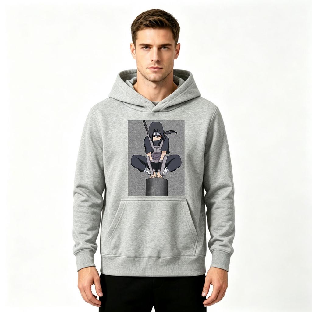 Men's Anime Character Print Pullover Hoodie Casual Long Sleeve Warm Sweatshirt for Daily Wear