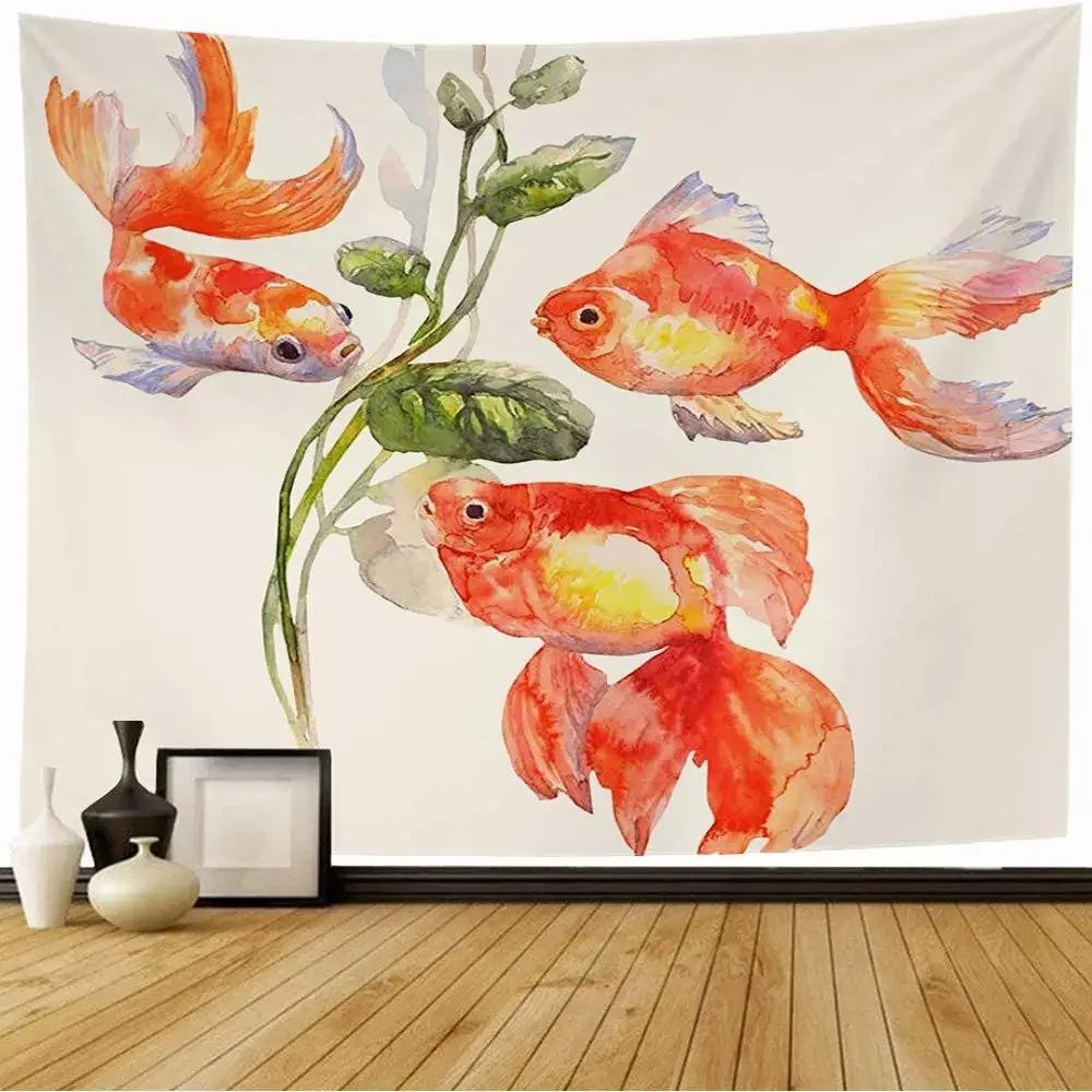 Goldfisch Wandteppich Büro Wohnzimmer Dekoration Zuhause Wandteppich