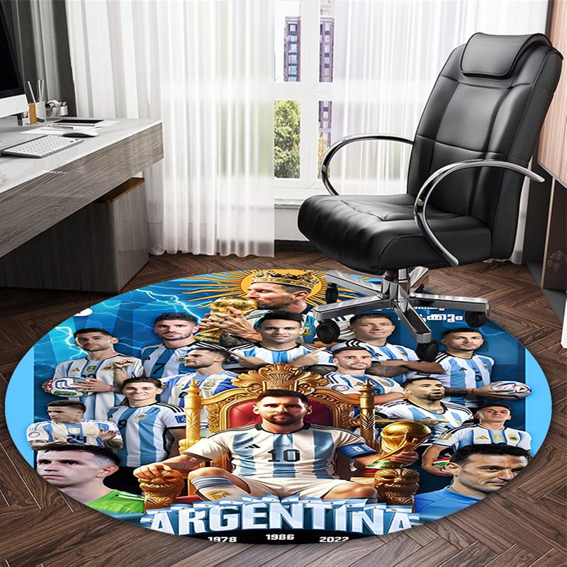1pc M-Messi1 Carpet, Round Rug, Comfortable, Suitable for Entryways, Living Rooms, Office, And Bedrooms, Christmas Decoration