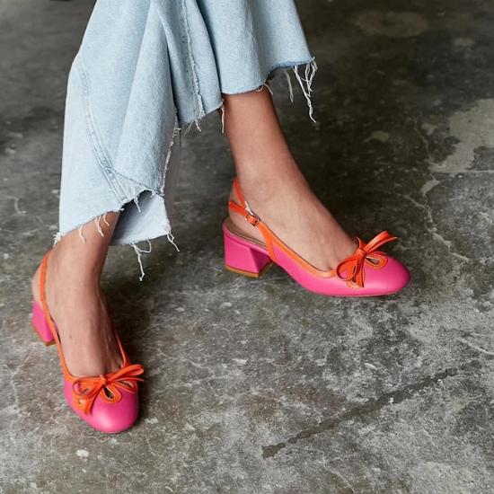 

Calle Women s Fuchsia Orange Женские босоножки на маленьком квадратном каблуке Comfort Лето 2023 г.