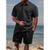 Herren Quick-Dry Jacquard Polo und Shorts Set - Zweiteilige Sportbekleidung