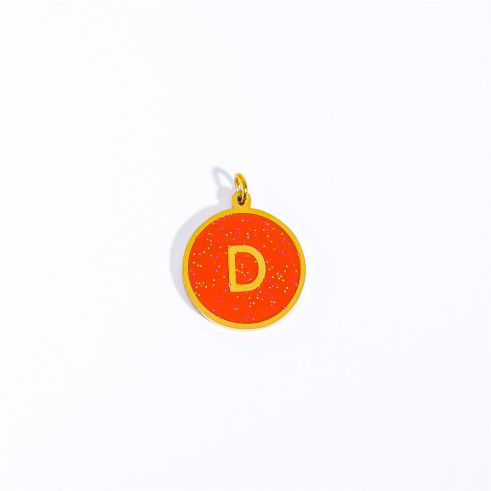 

Stainless Steel Wind Candy Color 26 Letter Necklace Pendant Dripping Oil 18K Gold-Plated Accessories