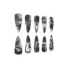Halloween Ghost Face Matte Nails: 24-Piece Black & White Spider Web and Skull Stickers
