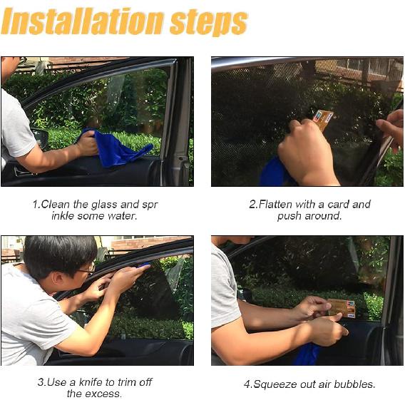 Car Side Window Sunshade, 4 PCS Static Cling Films Stickers Sun Shade UV Rays Privacy Protector, Reuseable Washable Sun Shade For Most Cars, Vhicles,