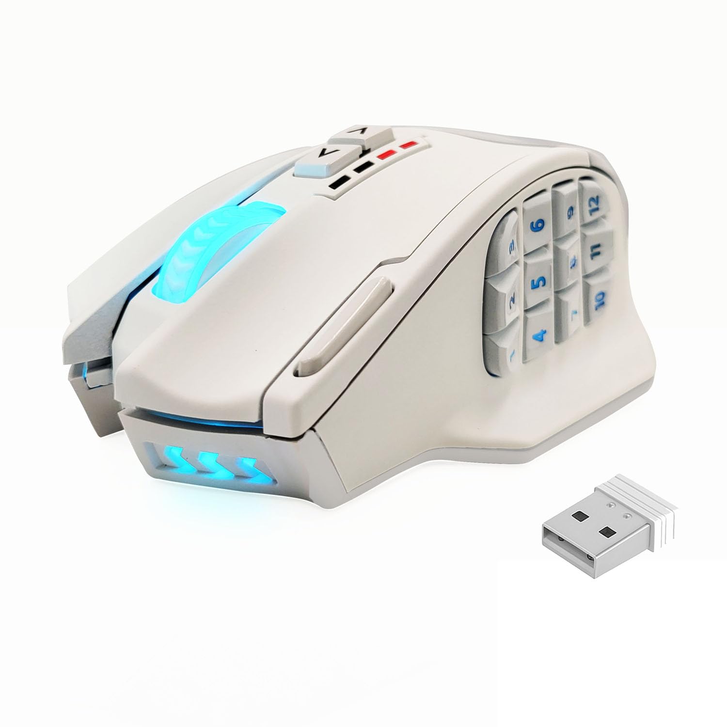 

RED SAMURAI Gaming Mouse, Wireless and Wired Compatible, 2.4GHz MMO Mouse with Side Buttons, RGB Lighting, 16000 DPI High-Precision Sensor, 18