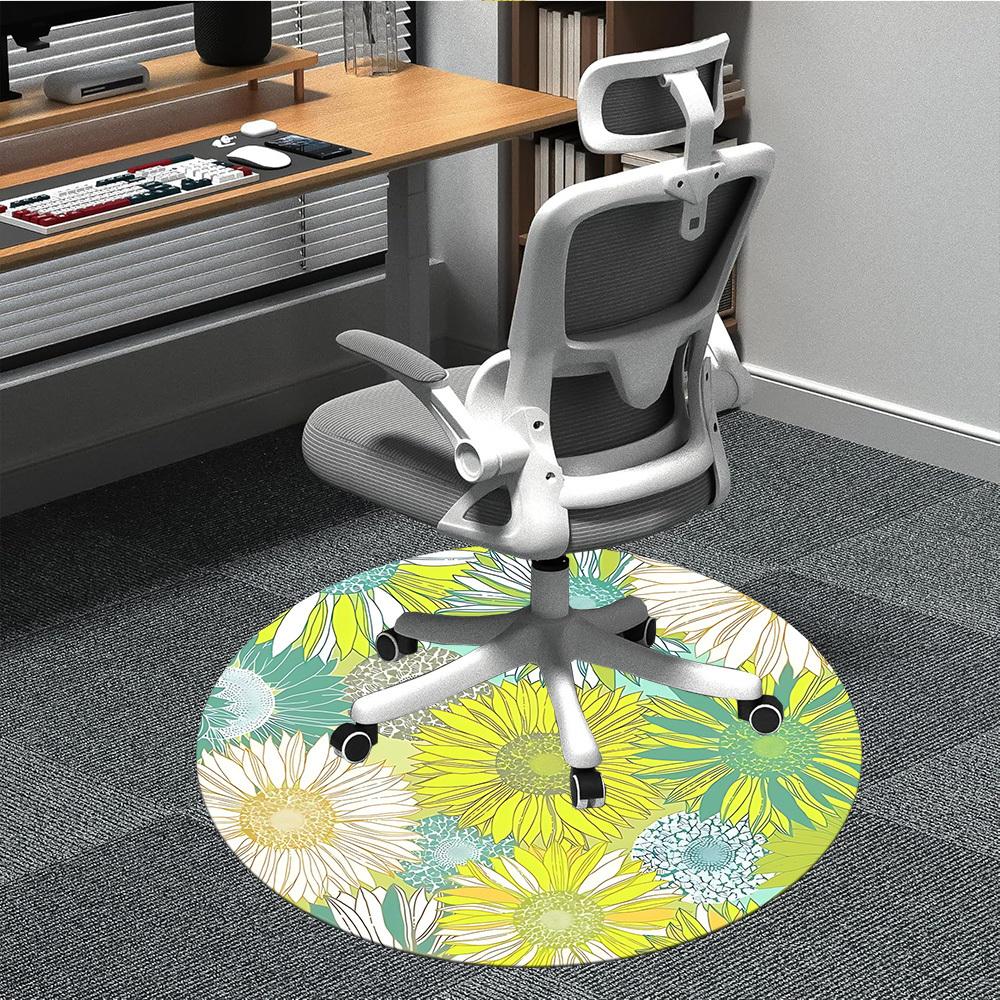 1 Stück Rundteppich mit Blumenmuster für das Büro, rutschfest, weich und langlebig, Büroteppich für die Innendekoration, perfekt für das Büro, schöne Dekoration yy2603120
