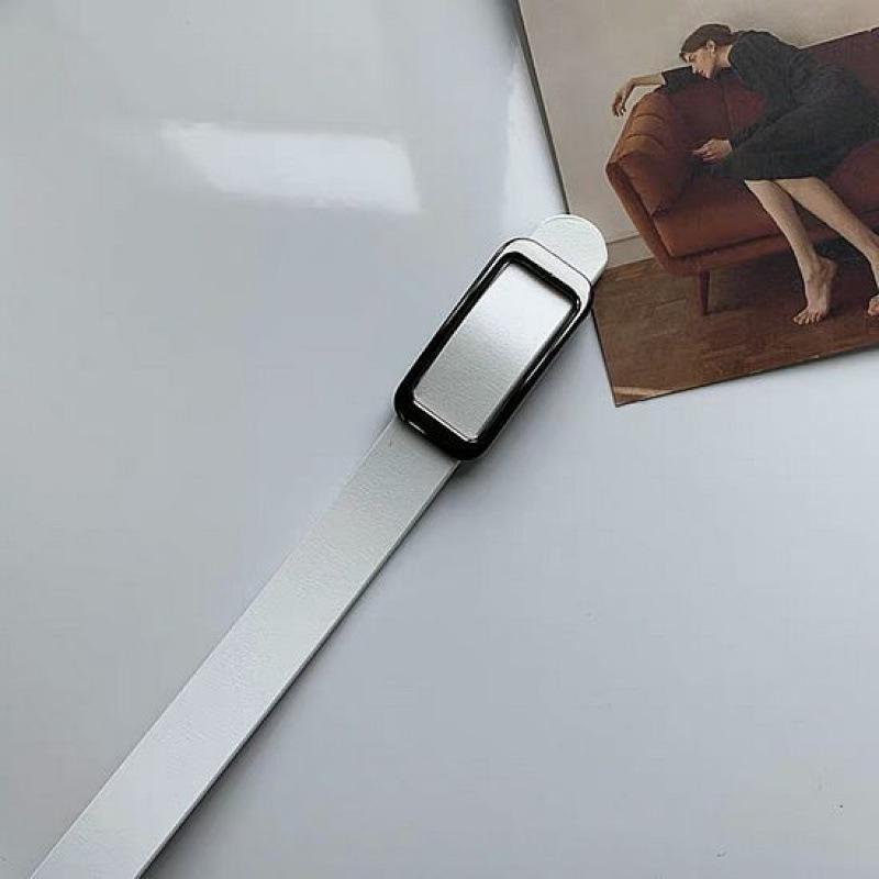 

Black Chic Womens Belt With Slim Design And Rectangle Buckle For Style Effortless білий