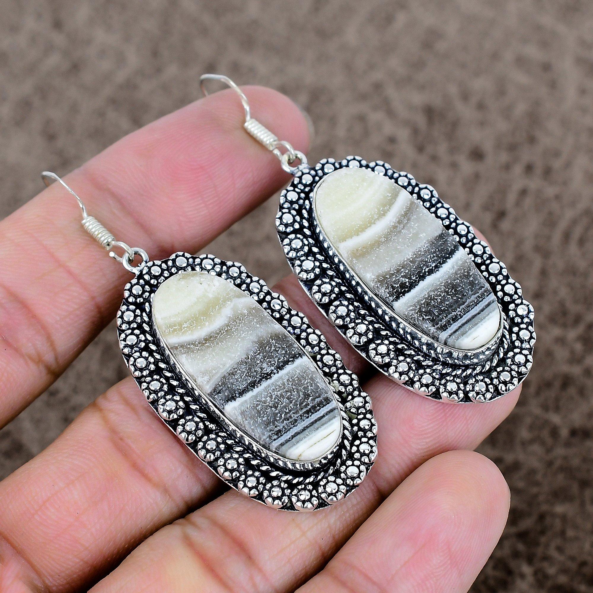 

Laguna Lace Agate Gemstone 925 Sterling Silver Jewelry Earring 2.48 KKG-672