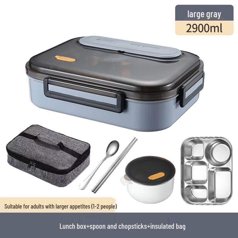 

304 Stainless Steel Compartmentalized Lunch Box with Soup Bowl