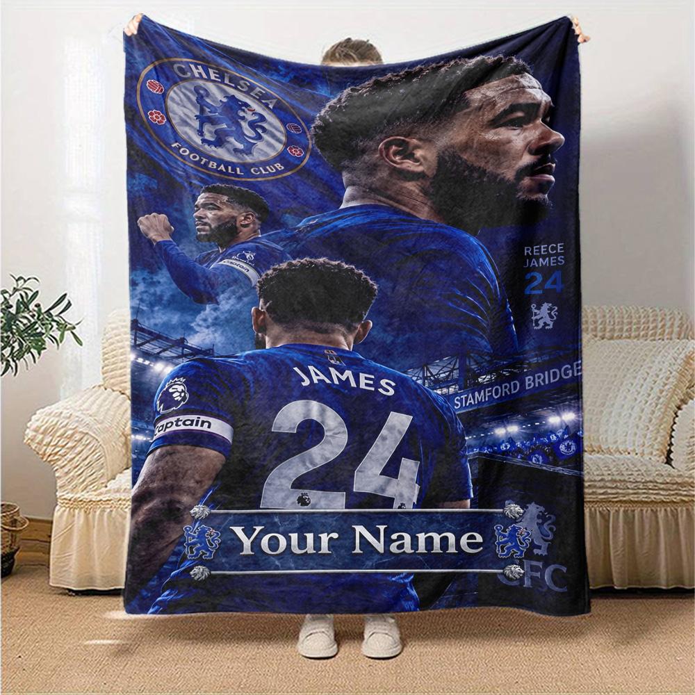 Chelsea Fc Football Player Customize Your Name Blanket Cozy Personalized Blanket Comfortable Great for Bed Office Chair Nap Chair Ideal for All Season