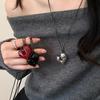 Red Black Heart Pendant Necklace Vintage 80s New Fashion Romantic Heart Necklace for Women Aesthetic Love Inspired Choker