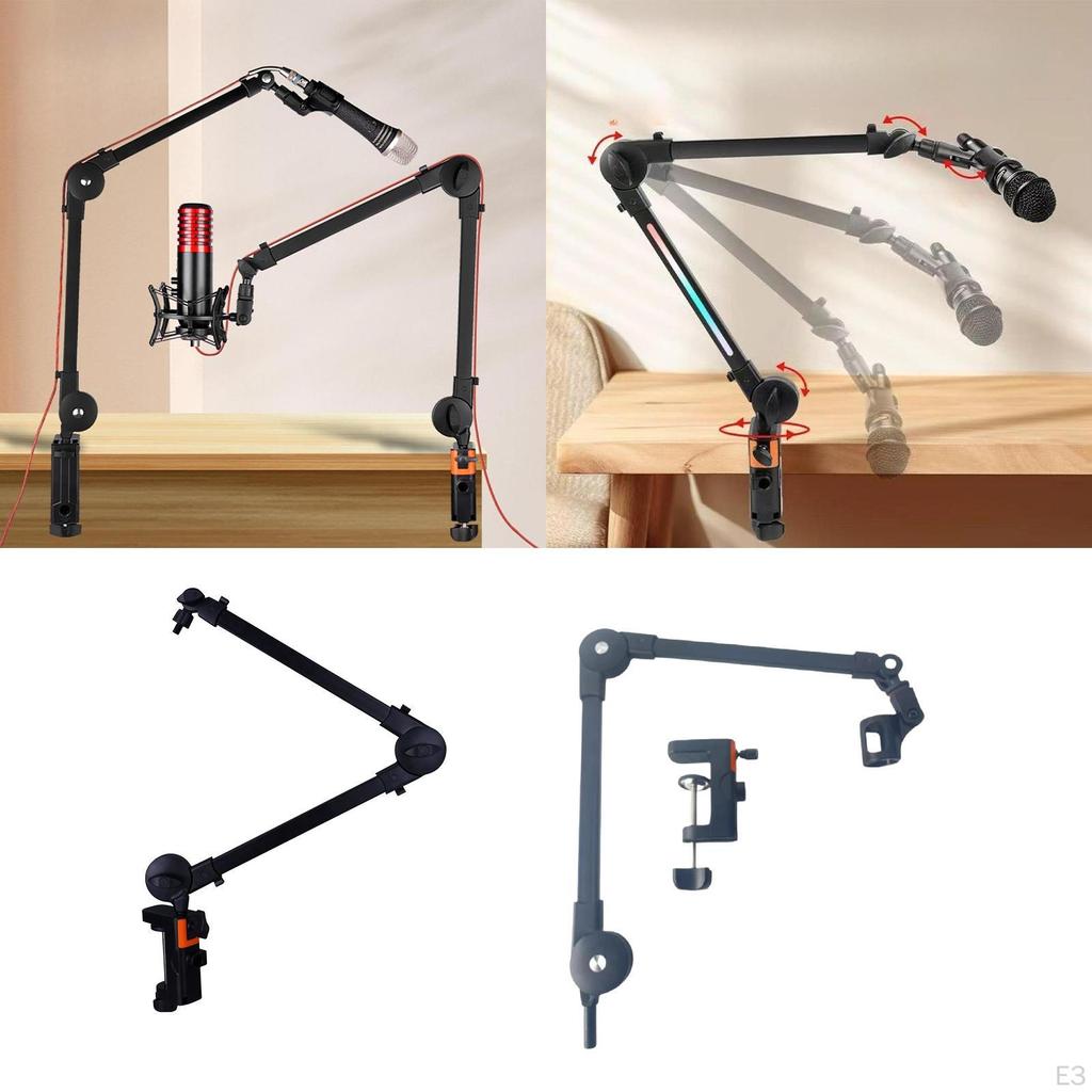 Arm Mic Holder Easily Install Professional Heavy Duty Adjustable for Studio Video Gaming Podcasting