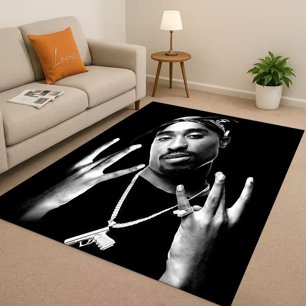 3D Klasický Rap Tupac 2pac Hip-Hop Hudba Rapper Obývací pokoj Protiskluzový Koberec pro Ložnici Hernu Pohovku, Domácí Dekorace Rohožka