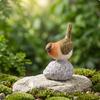 Bird Statue with Stone-Look Base Tabletop Figurine Stone Resin