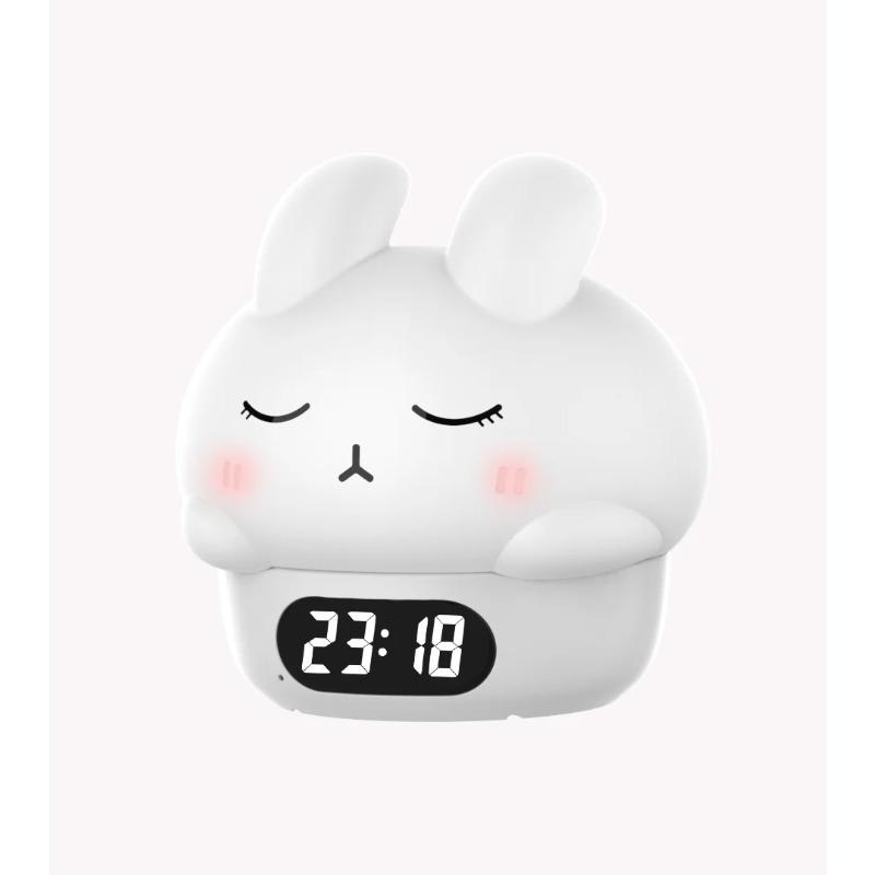 Uroczy Króliczek Nocne Światło Cyfrowy Budzik Elektroniczny Biurkowy Zegar Sypialniany Timer Stolik Nocny Zegar Dla Dzieci Mały Wystrój Pokoju
