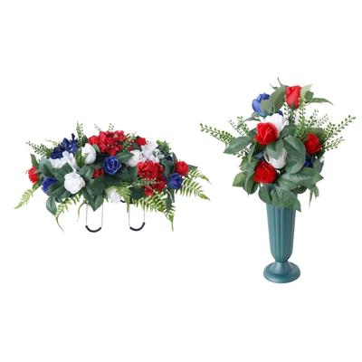 Artificial Flower Saddles for Cemetery Tombstone Decoration Grave Flower Arrangement Tombstone Memorial Bouquets