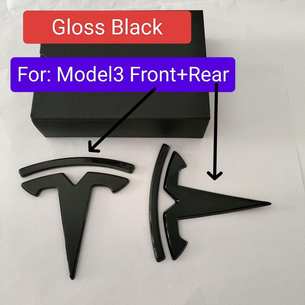 ABS 1PCS 2PCS 3PCS Car Front For Tesla ModeY Model3 Hood Cover Emblem h Sticker Styling Body Rear Trunk Badge Decal Accessories