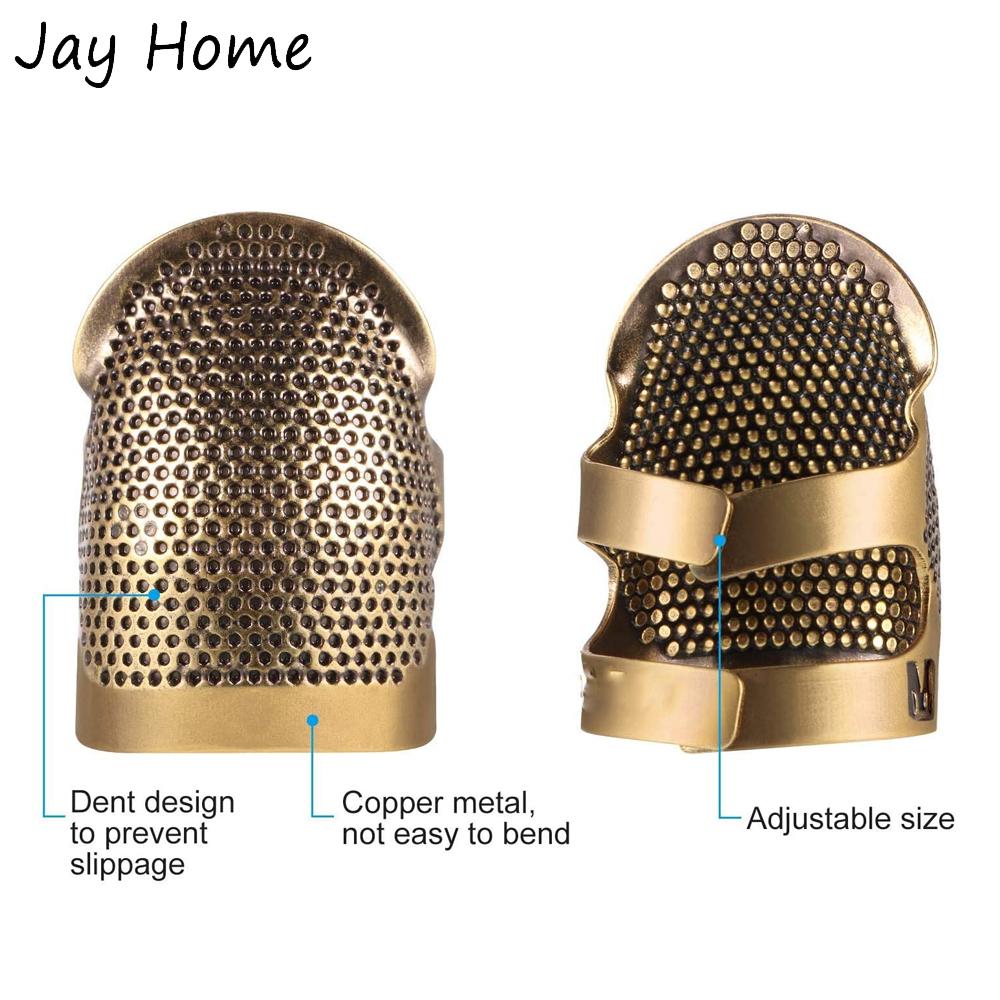 14Pcs Sewing Thimble Set Metal Copper Finger Protector Thimble Leather Coin Quilting Thimble Pad for Hand Embroidery Sewing Tool