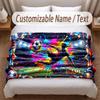 Soccer Theme Soft Blanket Personalized Custom Name Text Print Warm Blanket Home Sofa Bedroom Decor