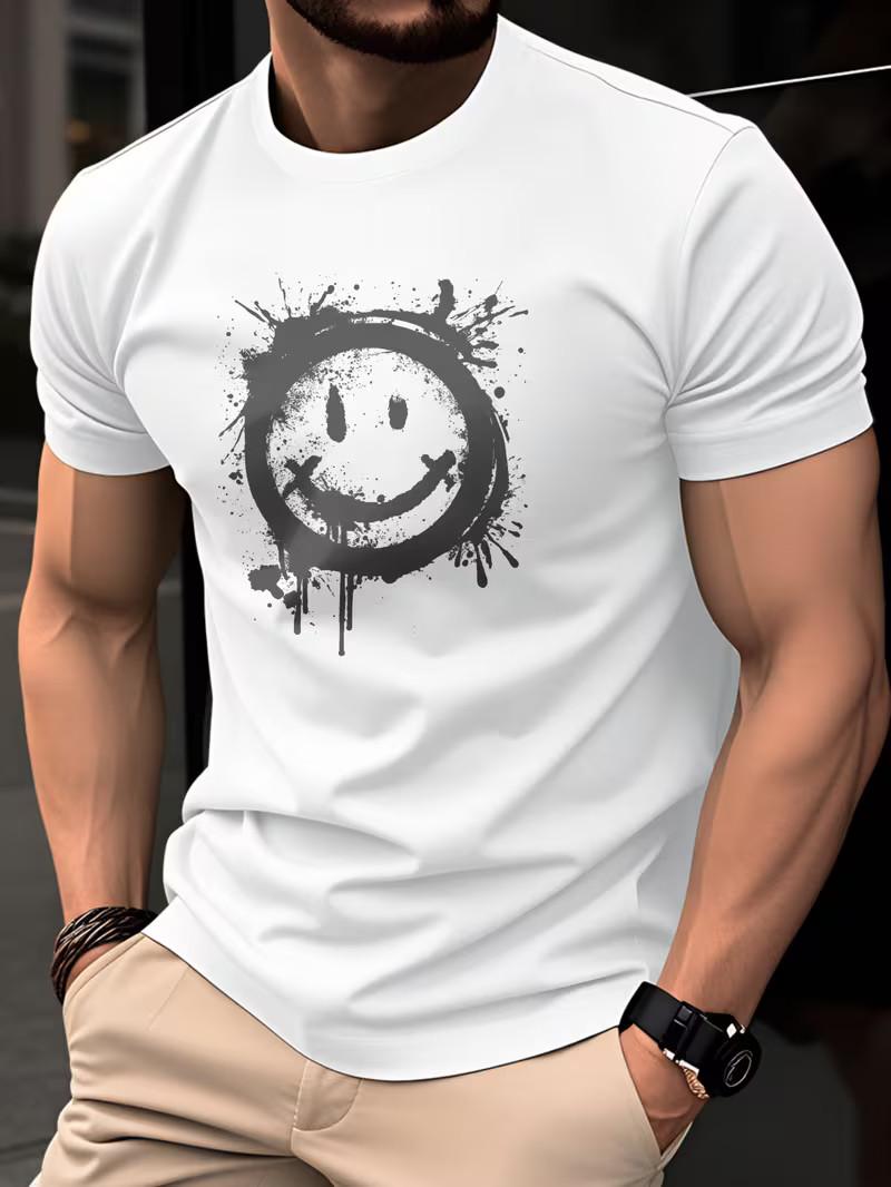 

Men s 100% Cotton Splash Ink T Shirt Summer Reguler Fit Casual Crew Neck Tee 5XL різнокольоровий