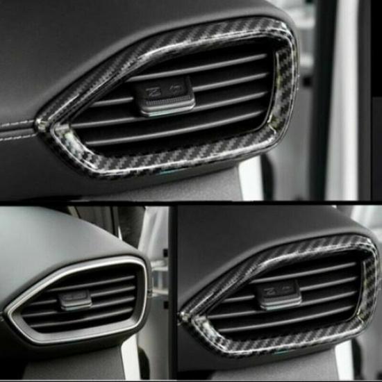 For Hyundai Santa Fe 2019-2021 2X Carbon Fiber Side Air Outlet Vent Cover Trim