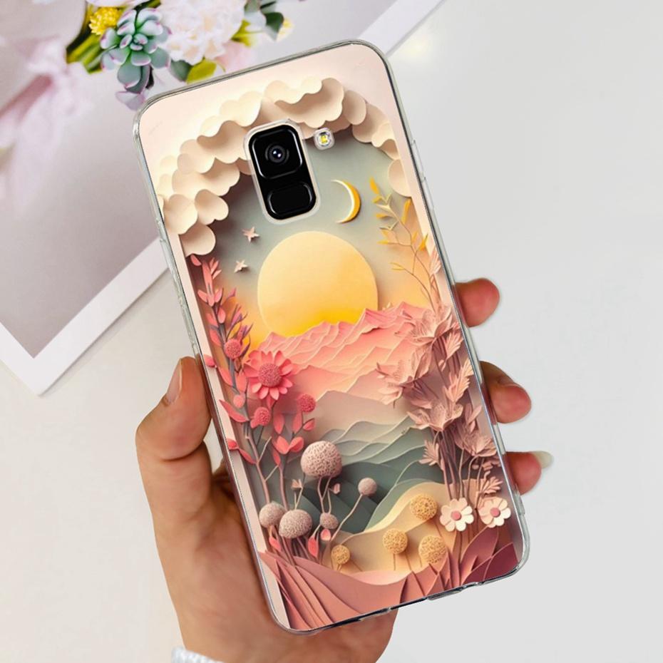 Schöne Hülle mit Aufdruck für Samsung Galaxy A8 (2018) / A8+ (2018) Weiche Silikon-TPU-Rückabdeckung für Samsung A8 A 8 Plus Handyhüllen
