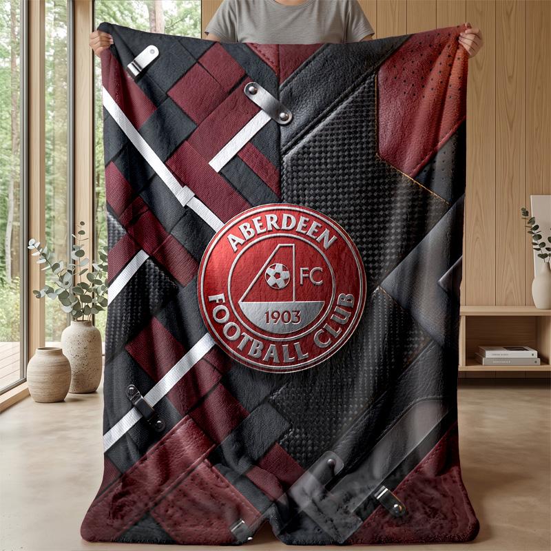 Coperta in Morbido Pile di Flanella Aberdeen FC Leggera Accogliente Calda Coperta Plaid per Divano Letto Arredamento Casa