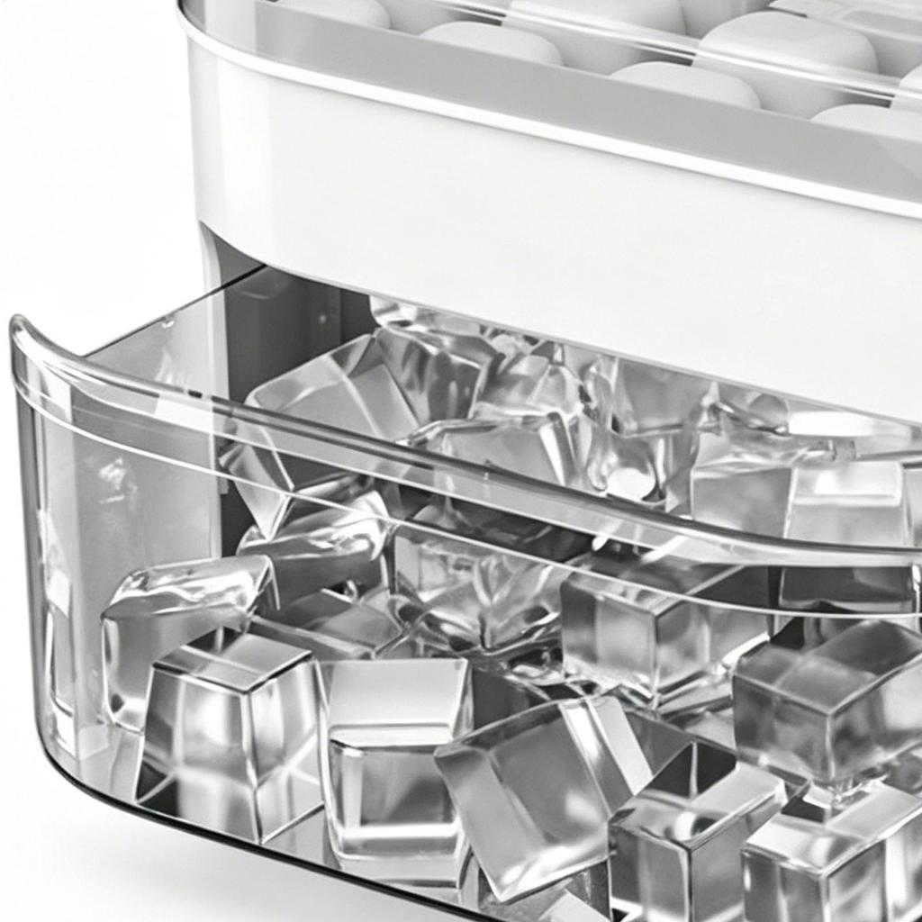 Eiswürfelformen Doppelschichtige Eiswürfelform mit Deckel und Behälter Ausziehbarer Eiswürfelschublade mit tragbarem Griff Große Kapazität Eiswürfelform