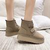 Mode 2024 Winter Outdoor Knöchel Schneestiefel Damen Plüsch Warme Schuhe Klassische Ultra Plattform Rindsvelours Pelzig Klettverschluss Flache Stiefeletten