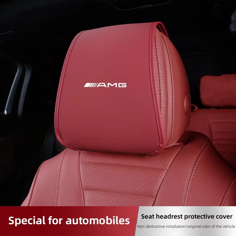 2Pcs Car Seat Headrest Cover Leather Protective Case For Mercedes Benz AMG W204 W205 W203 W211 W212 W213 W201 W210 W124 W126 W14 LJ8