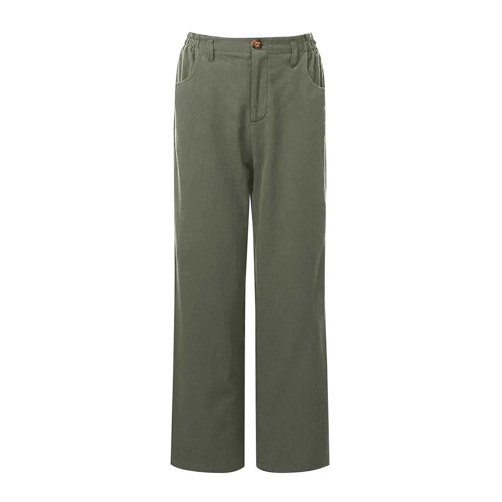 Fashion Color Cotton Linen Fashion Loose High Waist Casual Pants For Women