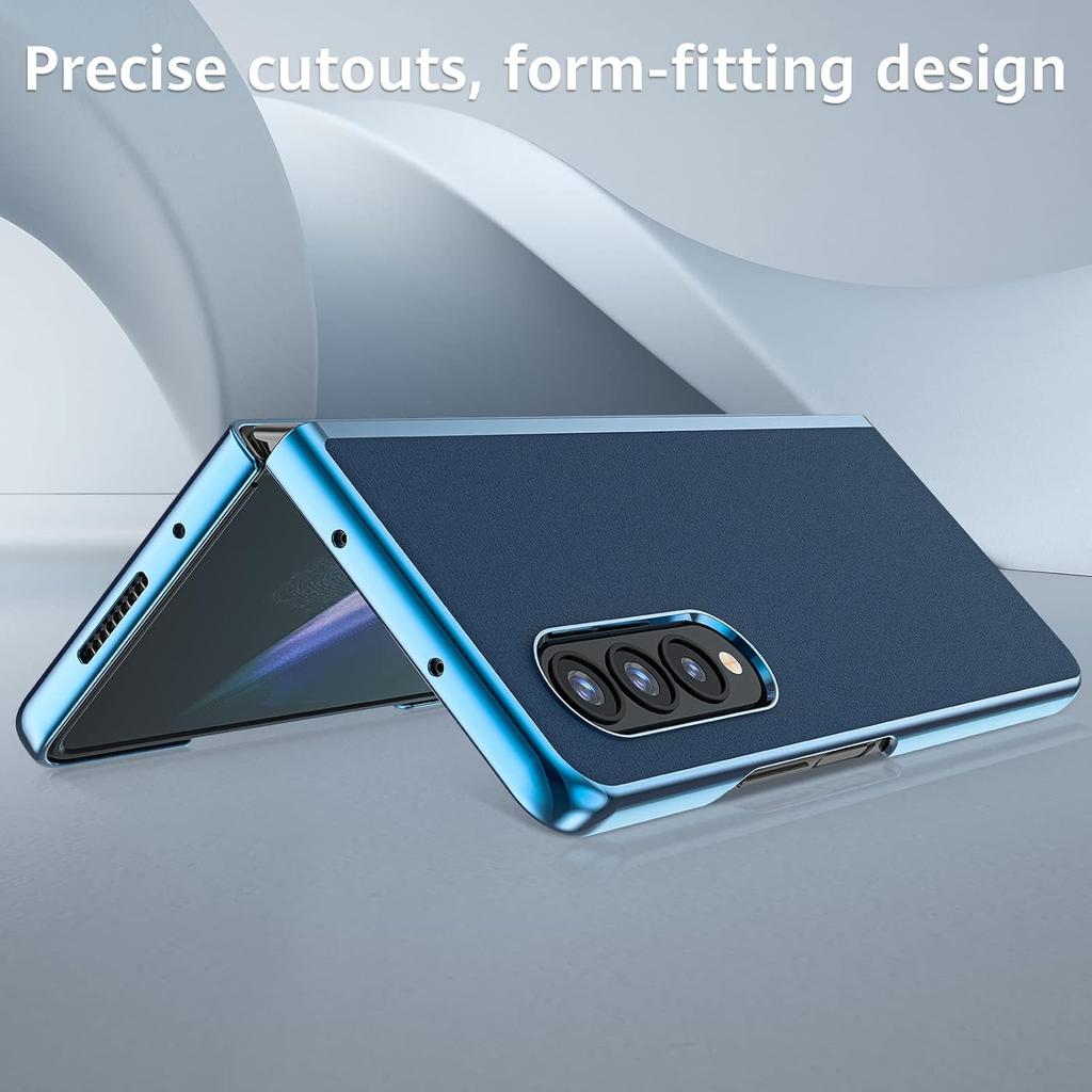 MATEPROX Compatible with Samsung Galaxy Z Fold 3 Case, Slim Thin Lightweight Protective Phone Case with Non-Slip Leather Back Cover with