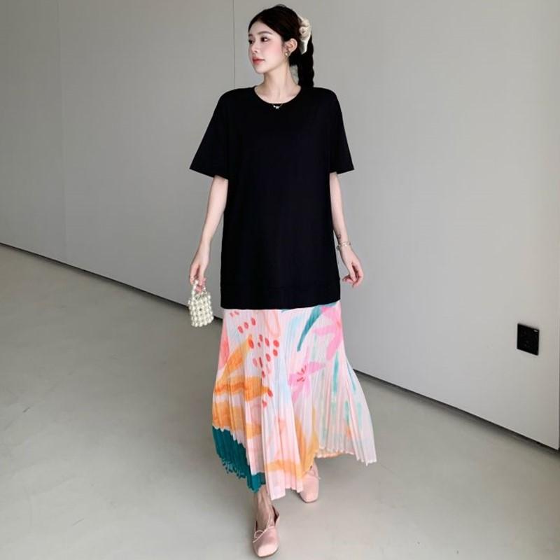 

Новое хлопковое винтажное платье с цветочным принтом больших размеров с коротким рукавом для женщин, повседневное свободное длинное летнее платье L