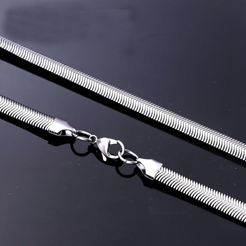 1pc Silvery Flat Snake Bone Chain Necklace HipHop Necklace for Women Fashion Jewelry