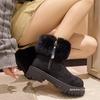 European and American Foreign Trade Large Size Short Tube Velvet Snow Boots Women's Cross-border Hairy Mouth Side Zipper Warm Cotton Shoes
