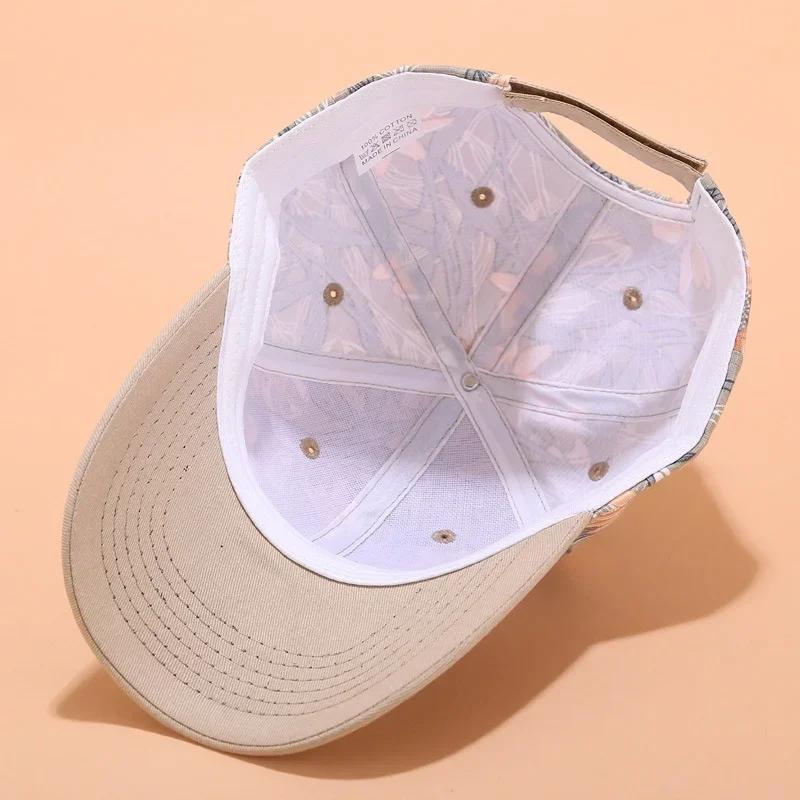 Woman Hats Flower Leaf Women's Summer Sunshade Outdoor Sun Protection Print Baseball Fashion Tide Cap