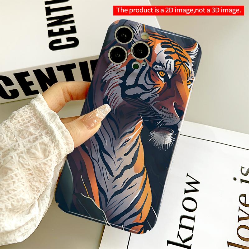 2DFlat Tiger Portrait Art Phone Case All inclusive film hard iPhone case, compatible with iPhone 18 Pro Max 17 16 15 14 13 12 11
