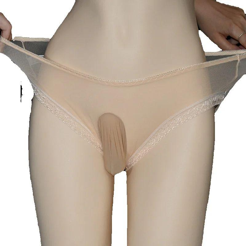 Mens Sissy Pouch Sheath Panties Ultra-Thin Lace Underwear See Through Lingerie Crossdresser Gay Sheer Thong G-String